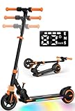 E Scooter Kinder, Elektroroller Kinder von 6-10-14 mit 5AH Akku 6,5 Zoll Reifen, 15km Reichweite, LED-Anzeige, 150W Motor mit Bunte LED-Lichter, 4-Höhenverstellbar Elektro Scooter Geschenk Jugendliche