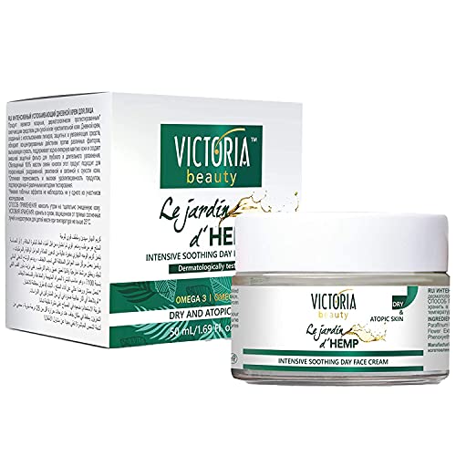 Victoria Beauty - Cannabis Tagescreme, Gesichtscreme mit Hanföl, Hanfcreme, Anti Aging Creme gegen Falten und dunkle Augenringe, Jardin D'Hemp (1 x 50ml)