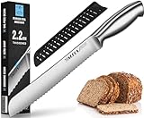Walfos Brotmesser, Edelstahl-Brotmesser mit Wellenschliff, Ultrascharf, Einteiliges Design, Ergonomischer Griff und 8-Zoll-Klinge, ideal zum Schneiden von Brot, Bagels, Kuchen