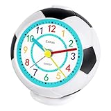 Edillas Wecker Kinder für Mädchen Jungen,Analog Wecker Geräuschlos Ohne Ticken mit Licht Schlummerfunktion Fußball Wecker für Kinder Schlafzimmer Nachttisch Tisch Aufwachenuhr (Rose) (Schwarz)
