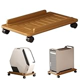 BEAHING PC-Ständer für Teppich, Computerturmstand, natrualer Bambus-beweglicher PC für Teppich mit Rad, Hohlaus