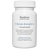 NatuGena Chrom-Komplex, Chrom-Picolinate, Chrom-III-Chlorid & Phospholipide, trägt zu einem normalen Stoffwechsel bei, 120 Kapseln (4 Monats Packung)