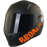 Broken Head BeProud Orange Motorradhelm Mit Zwei Visieren (Schwarz + Klar) Integralhelm Mattschwarz-Orange- Größe XS (53-54 cm)