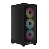 Corsair iCUE 2000D RGB Airflow PC-Gehäuse Mini ITX – Form Mini-ITX – Platten aus Stahl – 3 x Slim AF120 RGB inklusive – iCUE Lighting Node Core Controller – Schwarz