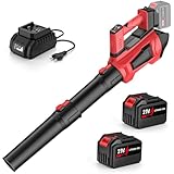Laubsauger Akku, 21V Akku-Laubbläser mit 2 x 4.5Ah Akkus & Ladegerät, 5 Geschwindigkeitsstufen & Turbo-Modus, 2 Blasrohre, 38 m/s, 2.33 m³/min, Bürstenloser Motor, für Garten, Terrasse & Hof