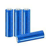 4 Stück 3200mAh Akku NI-MH, 3,7V NiMH Akkus Knopfleiste Batterie Wiederaufladbarer, 3.7Volt Button Top Batteries für Taschenlampe, Kleinen Lüfter, Türklingel, LED Stirnlampe, Mini-Lüfter, etc, Blau