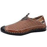 Slip On Sneakers Herren Mesh Futter Atmungsaktiv Walkingschuhe Rutschfeste Tiefe Lugs Barfußschuhe Low-Top Easy Close Wide Fit Turnschuhe Weich Gepolstertes Fußbett Flacher Schuh Frühling Sommer