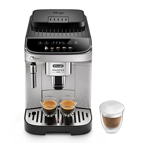 De'Longhi Magnifica Evo ECAM 292.33.SB Kaffeevollautomat mit Milchaufschäumdüse,5 Direktwahltasten für Espresso,Kaffee und Kaffeespezialitäten,intuitives Bedienfeld,2-Tassen-Funktion, Silber/Schwarz