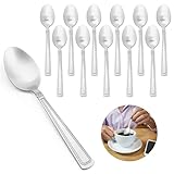 HaWare Kaffeelöffel, 12-teilig Teelöffel Dessertlöffel mit Polygonale Liniengravur Griff, Edelstahl Espressolöffel Kleiner Löffel für Kaffee/Dessert/Espresso/Müsli, Spülmaschinenfest - 13,5 cm