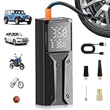 Gerbala 6000mAh Tragbare Elektronische Luftpumpe - 150PSI Elektrische Fahrradpumpe mit Digitalanzeige und LED-Licht - Akku Kompressor Luftpumpe für Fahrzeuge, Fahrräder, Bälle und mehr