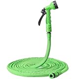 Navaris Flexibler Gartenschlauch 7,5-15m - Flexibel mit 7 Funktionen Brause und Schnelladaptern - Wasserschlauch flexibel dehnbar - Wasser Garten Schlauch - Flexschlauch