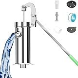 Schwengelpumpe Edelstahl, 360° Drehbare Brunnenpumpe, Wasserhandpumpe Handpumpe Wasser Brunnen mit 7 Zubehörteilen, Handbrunnenpumpe bis zu 8M Tiefe für Häuser, Hausgärten, Yard, Teiche