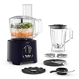 Moulinex Easy Force Multifunktions-Küchenmaschine, 800 W, 25 Funktionen, 2 Geschwindigkeitsstufen + Pulse, 6 Zubehörteile, inklusive Standmixer, Compact FP247810, Nachtblau