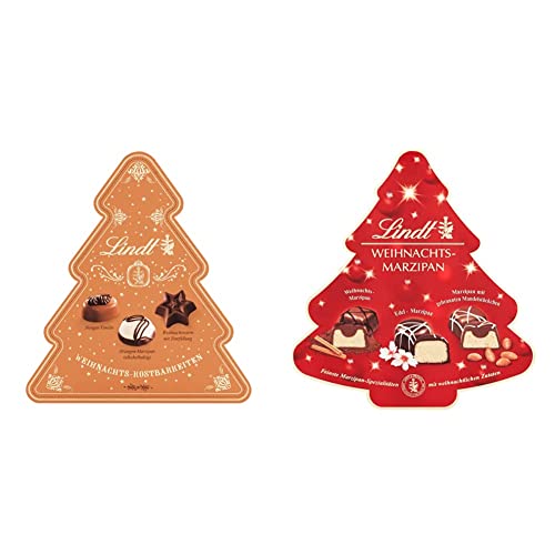 Lindt Schokolade Weihnachts-Pralinés im Tannenbaum | 100 g Pralinen| Schokolade zu Weihnachten | Pralinen-Geschenk & Schokolade Weihnachts-Marzipan | 175 g Pralinen-Schachtel