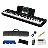 TERENCE Keyboard Piano 88-Tasten Graded Hammer Action Keyboard 2x25W Dual HiFi Lautsprecher Mobile Videoaufnahme Bluetooth MIDI Unterstützung für Kopfhörer & Lautsprecher Doppeltastatur Spatial Audio