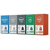 by Amazon Nespresso kompatibel Kaffeekapseln, gemischte Packung, Aluminium- Kapseln, Mittlere Röstung, 100 Stück (5 Packungen mit 20) - Rainforest Alliance-zertifiziert