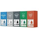 by Amazon Nespresso kompatibel Kaffeekapseln, gemischte Packung, Aluminium- Kapseln, Mittlere Röstung, 100 Stück (5 Packungen mit 20) - Rainforest Alliance-zertifiziert