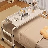 JXYQ Überbetttisch mit Rädern, mobiler Schreibtisch mit höhenverstellbarem Tablett, rollbarer medizinischer Tisch, Laptop Betttisch, Stehtisch über dem Bett, Kingsize (Farbe: Weiß)