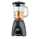 Russell Hobbs Standmixer [Smoothie Maker] Mixer (Blender, 1,5L Glasbehälter, 2 Stufen und Pulse-Funktion, BPA-frei, Edelstahlmesser, 850 Watt Hochstleistung) Matte Charcoal 27121-56