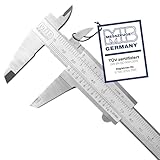 MIB Messschieber mit Feststellschraube DIN 862 150mm | Schieblehre rostfreier Stahl | Analog Messschieber | Schublehre mattverchromt | Präzisions-Messgerät für 4-fach Messung | Messwerkzeug