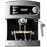 Cecotec Espressomaschine Cumbia Power Espresso 20 Barista Aromax. Leistung 2900 W, 2 Heizsysteme, 20-bar-Druckpumpe, Manometer, Doppelauslassfilterhalter und 2 Filter (Basic)