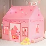 RONGFA Großes Kinderzelt, Spielhaus, Grundmatte mit Sternlichtern, Flaggen und Tragetaschen, Kinderspielzelt für drinnen und draußen, waschbares Tipi-Zelt für Jungen und Mädchen, Kinderspielhaus für