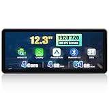 SIXWIN 4+64G Android 13 Autoradio mit CarPlay/Android Auto/Mirror Link,12.3 Zoll HD Touchscreen Unterstützt WiFi GPS Bluetooth 5.0 FM/RDS 32EQ
