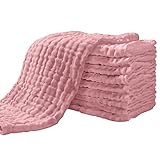 Yoofoss Mullwindeln Spucktücher 10er Stoffwindeln 27x50 cm Mulltücher 6 Lagig Saugstark Waschlappen 100% Baumwolle Tücher Faltwindeln für Baby Bohnen Paste
