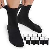 Mowenti Diabetikersocken Herren ohne Naht ohne Gummibund 10 Paar Baumwolle Diabetiker Socken Herren 43-46 Damen Schwarz Herrensocken Damensocken