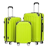 BEIBYE Hartschalen-Koffer Trolley Rollkoffer Reisekoffer Handgepäck 4 Rollen (M-L-XL-Set) (Gruen, Set)