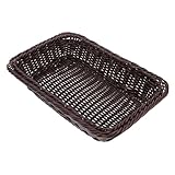 Zerodeko Geflochtener Brotkorb Gewebte Körbe Korbkorb mit Deckel decke korb korb Weiden Obstkorb Brot Servierkorb geflochtener kleiner Korb Wohnzimmerkorb PVC Schwarz Wiederverwendbar
