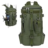 Yunlaishaocer Angelrucksack, Angelrucksack mit Rutenhalter, Wasserdichter Angler Rucksack aus Oxford-Stoff, Lässiger Outdoor Rucksack, Mehrzweck Angel Rucksack für Campin Radfahren Militär(Grün)