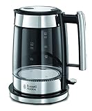 Russell Hobbs Wasserkocher Glas Design [1,7l, 2200W] Elegance - polierten Edelstahl-Applikationen (blaue LED Beleuchtung, herausnehmbarer Kalkfilter, Wasserstandsanzeige) Teekocher 23830-70