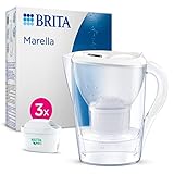 BRITA Wasserfilter-Kanne Marella weiß (2,4l) inkl. 3x MAXTRA PRO All-in-1 Kartuschen – Kanne mit Wasserfilter reduziert Kalk, Chlor, Blei, Kupfer & geschmacksstörende Stoffe im Leitungswasser