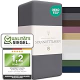 Strauss Home® Jersey Spannbettlaken Spannbetttuch Bettlaken 100% Baumwolle 140x220-160x220 cm Übergrösse Wasserbett Boxspringbett (Anthrazit)