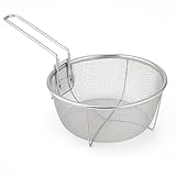 Space Home - Frittierkorb mit klappbarem Griff und Pfannenhaken - Runder Fritteusenkorb - Edelstahl - 19,5 cm