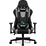 Homimaster Gaming Stuhl, Bürostuhl Ergonomisch mit verstellbare Lendenkissen, Kopfkissen und Armlehnen,Gaming Chair Gepolstert,Gamer Stuhl Wippfunktion,Gaming Stuhl 150 kg Belastbarkeit