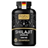 Shilajit Original Himalaya (Mumijo) - 1300 mg pro Tagesdosis: nur 2 Kapseln täglich - Original Shilajit aus dem Himalaya - 120 Kapseln- laborgeprüft, vegan, Ohne Zusätze - Raibu