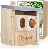 Steady Nature Nistkasten Rotkehlchen - Nistkästen für Vögel für draußen wetterfest - Halbhöhle Vogelkasten – Vogelhaus Rotkehlchen - Vogelnistkasten – Brutkasten für Vögel