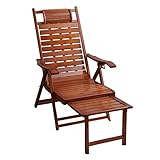 Verstellbare Sonnenliege Holz Klappbar 5 Positionen Outdoor Lounge Stuhl Retro Garten Relaxliege Strandstuhl 250kg Kapazität für Terrasse, Rasen & Garten
