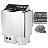 hKjPlvf 3KW-9KW Electric Sauna Heater, Wall Mount Sauna Steamer, Stainless Steel Inner Control Dry Steam Bath Sauna Stove for Sauna Rooms and Steam Bath, Timer: 0-180 Min, Temperature: 0-110℃,4.5KW