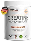 Creatin Monohydrat Pulver 1kg / 1000g reines Kreatin Monohydrat in mikronisierter Qualität - optimal hochdosiert - ohne Zusätze, 100% vegan - Vorrat für 292 Tage