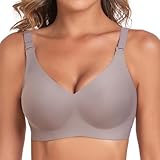 Vinfact Nahtloser BH Damen Ohne Bügel Push up BH Damen Große Brüste Starker Halt V-Ausschnitt Bügelloser BH Seamless Bequem BH T Shirt Schlaf BH Gepolstert Bralette (GR,XXL)