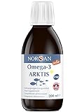 NORSAN Premium Omega 3 Arktis Dorschöl hochdosiert 200 ml / 2.000mg Omega 3 pro Portion mit Zitronengeschmack/mit EPA & DHA/Premium Öl mit 800 IE Vitamin D3