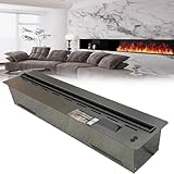 Wasserdampffarbener Flammenkamin, 7 Farbmodi, LED-Flammeneffekte, moderner dekorativer Kamin, realistische Flammen, mit Fernbedienung,120cm/47.2in