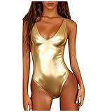 Damen Bikini 2019 Push Up mit Füllung Bikini glänzend Bandeau für Damen Push-Up Brasilien Badebekleidung Zweiteiler Strandbekleidung Riou, Schwarz S