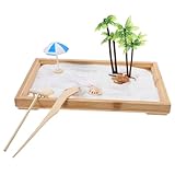 SKISUNO Miniatur Sand Tray Zen Garten mit Meerestier Figuren Stressabbau Desktop Sandkasten für Büro und Zuhause Beruhigende Meereslandschaft