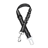 Toozey Hundegurt fürs Auto, Verstellbarer Anschnallgurt, Hundesicherheitsgurt mit Elastischer Ruckdämpfung und Starke Karabiner, für Kleine und Mittlere Hunde und Alle Autotypen, Schwarz