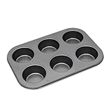 Muffinform mit Antihaftbeschichtung, für Cupcakes, Mini-Kuchenformen zum Backen, BPA-frei, spülmaschinenfest, Grau, Muffin- und Cupcake-Formen für Cupcakes, Mini-Kuchen, Yorkshire Puddings (6