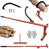 Profi Fällheber 130cm, Sägenspezi Fällheber mit Wendehaken, Kantheber Geschmiedeter mit Handschuh & Rutschfester Handgriff, aus Stahl hochfest, Heber Zum Fällen von Bäumen, Für Forst- und Waldarbeit